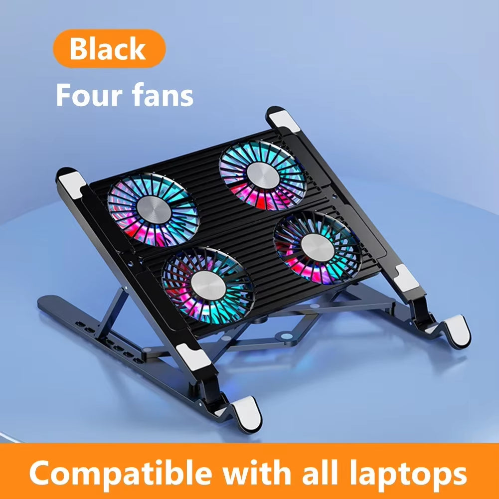 Laptop Cooler Base Stand Foldable Laptop Cooling Pad Portable Adjustable Suporte Para Notebook Gift for 11-Inch with 2/4 Fans