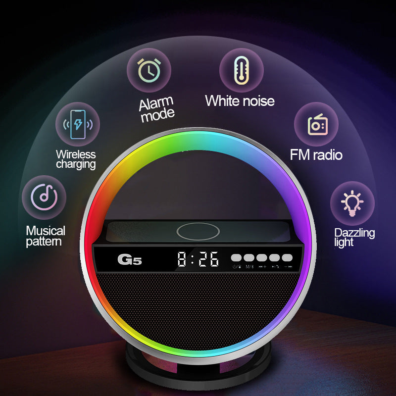 2024 New Multifunction RGB Night Light Wireless Charger Bluetooth-Compatible Speaker Large G Ambience Light Home Decor